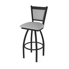Swivel Bar Stool with Black Wrinkle Finish and Canter Folkstone Grey Seat