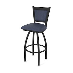 Swivel Bar Stool with Black Wrinkle Finish and Graph Anchor Seat and Back