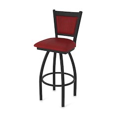 Swivel Bar Stool with Black Wrinkle Finish and Graph Ruby Seat and Back