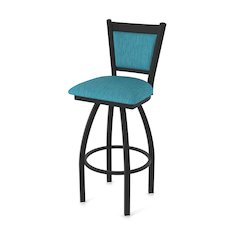 Swivel Bar Stool with Black Wrinkle Finish and Graph Tidal Seat and Back