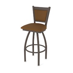 Swivel Bar Stool with Bronze Finish and Canter Thatch Seat and Back