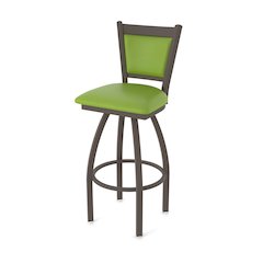 Swivel Bar Stool with Bronze Finish and Canter Kiwi Green Seat and Back