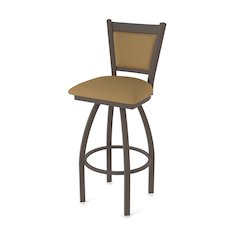 Swivel Bar Stool with Bronze Finish and Canter Saddle Seat and Back