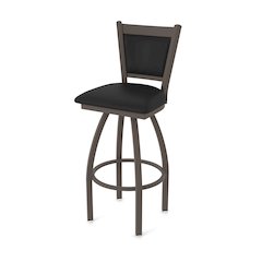 Swivel Bar Stool with Bronze Finish and Black Vinyl Seat and Back