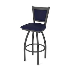 Swivel Bar Stool with Pewter Finish and Canter Twilight Seat and Back