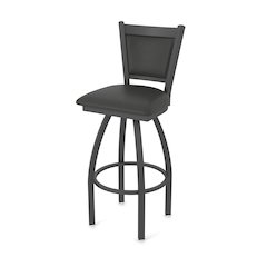 Swivel Bar Stool with Pewter Finish and Canter Iron Seat and Back