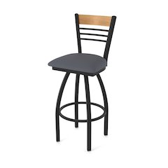 36" Swivel Extra Tall Bar Stool, Black Wrinkle Finish, Medium Back