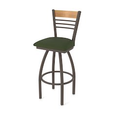 36" Swivel Extra Tall Bar Stool, Bronze Finish, Medium Back, Canter Pine Seat