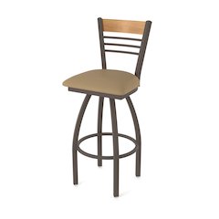 36" Swivel Extra Tall Bar Stool, Bronze Finish, Medium Back, Canter Sand Seat