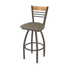 36" Swivel Extra Tall Bar Stool, Bronze Finish, Medium Back, Graph Cork Seat