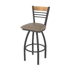 36" Swivel Extra Tall Bar Stool, Pewter Finish, Medium Back, Canter Earth Seat