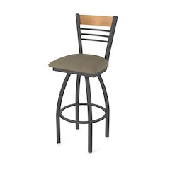 36" Swivel Extra Tall Bar Stool, Pewter Finish, Medium Back, Graph Cork Seat