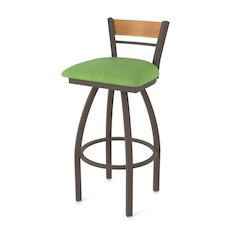 36" Swivel Extra Tall Bar Stool, Bronze Finish, Medium Back, Graph Parrot Seat