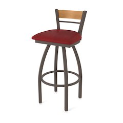 36" Swivel Extra Tall Bar Stool, Bronze Finish, Medium Back, Graph Ruby Seat