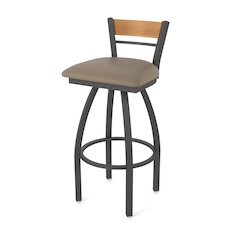 36" Swivel Extra Tall Bar Stool, Pewter Finish, Medium Back, Canter Earth Seat