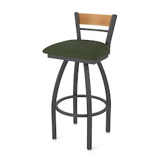 36" Swivel Extra Tall Bar Stool, Pewter Finish, Medium Back, Canter Pine Seat