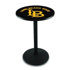 L214 Long Beach State University 42" Tall - 36" Top Pub Table with Black Wrinkle Finish