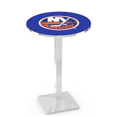 L217 New York Islanders 42" Tall - 36" Top Pub Table with Chrome Finish (2125)