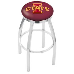 36" L8C2C - Chrome Iowa State Swivel Bar Stool with Accent Ring by Holland Bar Stool Company