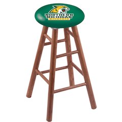 Oak Extra Tall Bar Stool in Medium Finish with Northern Michigan Seat