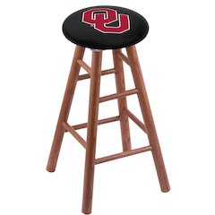 Oak Extra Tall Bar Stool in Medium Finish with Oklahoma Seat