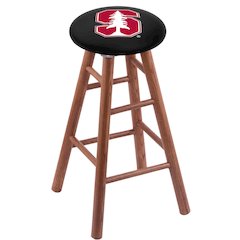 Oak Extra Tall Bar Stool in Medium Finish with Stanford Seat