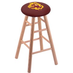 Oak Extra Tall Bar Stool in Natural Finish with Arizona State (Sparky) Seat