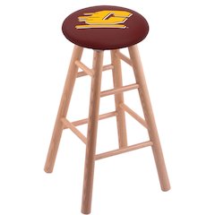 Oak Extra Tall Bar Stool in Natural Finish with Central Michigan Seat