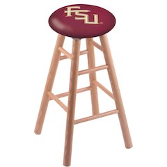 Oak Extra Tall Bar Stool in Natural Finish with Florida State (Script) Seat