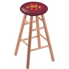 Oak Extra Tall Bar Stool in Natural Finish with Iowa State Seat