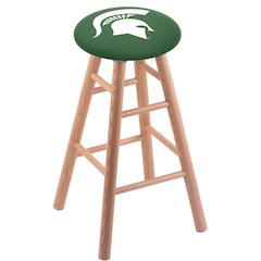 Oak Extra Tall Bar Stool in Natural Finish with Michigan State Seat