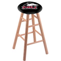 Oak Extra Tall Bar Stool in Natural Finish with Northern Illinois Seat