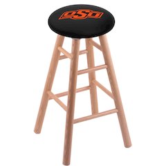 Oak Extra Tall Bar Stool in Natural Finish with Oklahoma State Seat