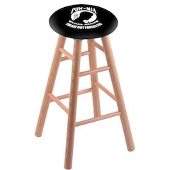 Oak Extra Tall Bar Stool in Natural Finish with POW/MIA Seat