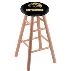 Oak Extra Tall Bar Stool in Natural Finish with Southern Miss Seat