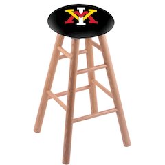 Oak Extra Tall Bar Stool in Natural Finish with Virginia Military Institute Seat