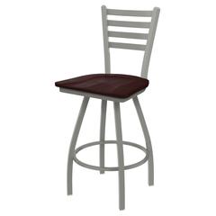 XL 410 Jackie 36" Swivel Extra Tall Bar Stool with Anodized Nickel Finish and Dark Cherry Maple Seat