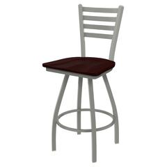 XL 410 Jackie 36" Swivel Extra Tall Bar Stool with Anodized Nickel Finish and Dark Cherry Oak Seat