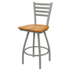 XL 410 Jackie 36" Swivel Extra Tall Bar Stool with Anodized Nickel Finish and Medium Oak Seat