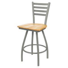 XL 410 Jackie 36" Swivel Extra Tall Bar Stool with Anodized Nickel Finish and Natural Oak Seat
