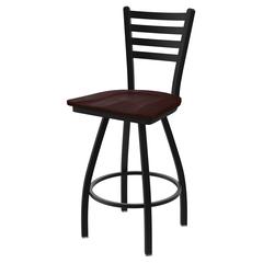 XL 410 Jackie 36" Swivel Extra Tall Bar Stool with Black Wrinkle Finish and Dark Cherry Maple Seat