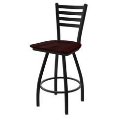 XL 410 Jackie 36" Swivel Extra Tall Bar Stool with Black Wrinkle Finish and Dark Cherry Oak Seat