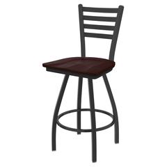 XL 410 Jackie 36" Swivel Extra Tall Bar Stool with Pewter Finish and Dark Cherry Maple Seat