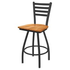 XL 410 Jackie 36" Swivel Extra Tall Bar Stool with Pewter Finish and Medium Maple Seat