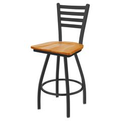 XL 410 Jackie 36" Swivel Extra Tall Bar Stool with Pewter Finish and Medium Oak Seat