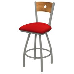 XL 830 Voltaire 36" Swivel Counter Stool with Anodized Nickel Finish, Medium Back, and Canter Red Seat