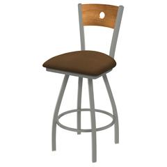 XL 830 Voltaire 36" Swivel Counter Stool with Anodized Nickel Finish, Medium Back, and Rein Thatch Seat