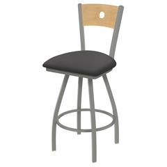 XL 830 Voltaire 36" Swivel Counter Stool with Anodized Nickel Finish, Natural Back, and Canter Storm Seat