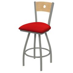 XL 830 Voltaire 36" Swivel Counter Stool with Anodized Nickel Finish, Natural Back, and Canter Red Seat