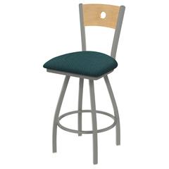XL 830 Voltaire 36" Swivel Counter Stool with Anodized Nickel Finish, Natural Back, and Graph Tidal Seat